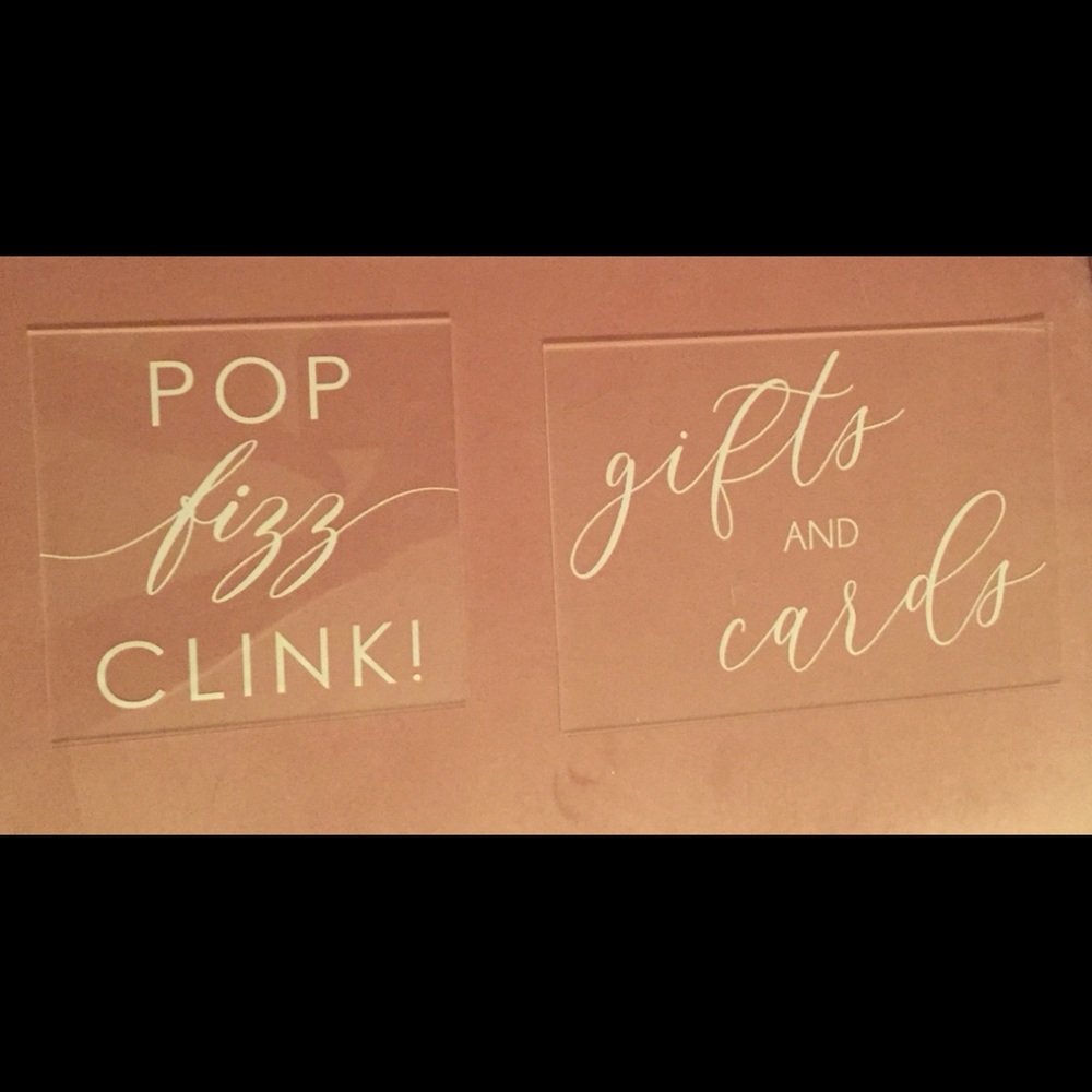 Never Used Wedding Acrylic Signs w/ stands